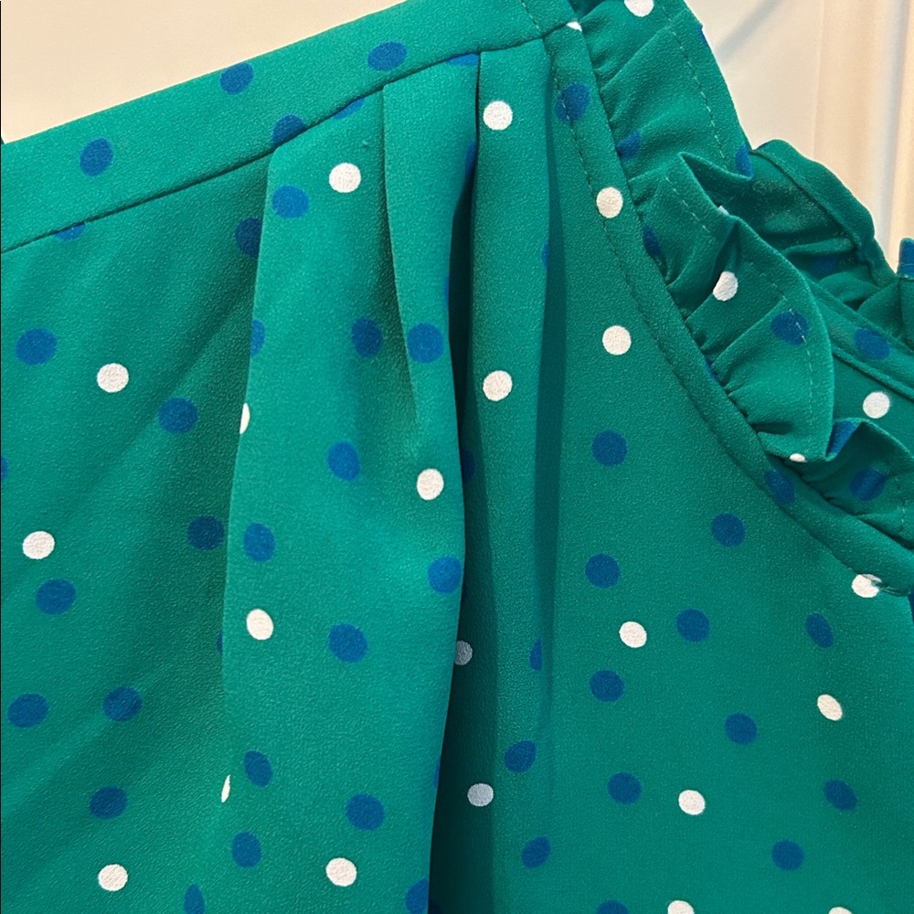 41 Hawthorn Green and White Polka Dot Blouse - Picture 8 of 9